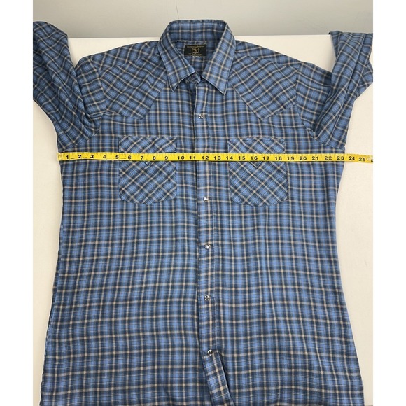 Dickson Jenkins Pearl Snap Shirt Mens Large Blue Plaid Long Sleeve Western Texas - Picture 8 of 12